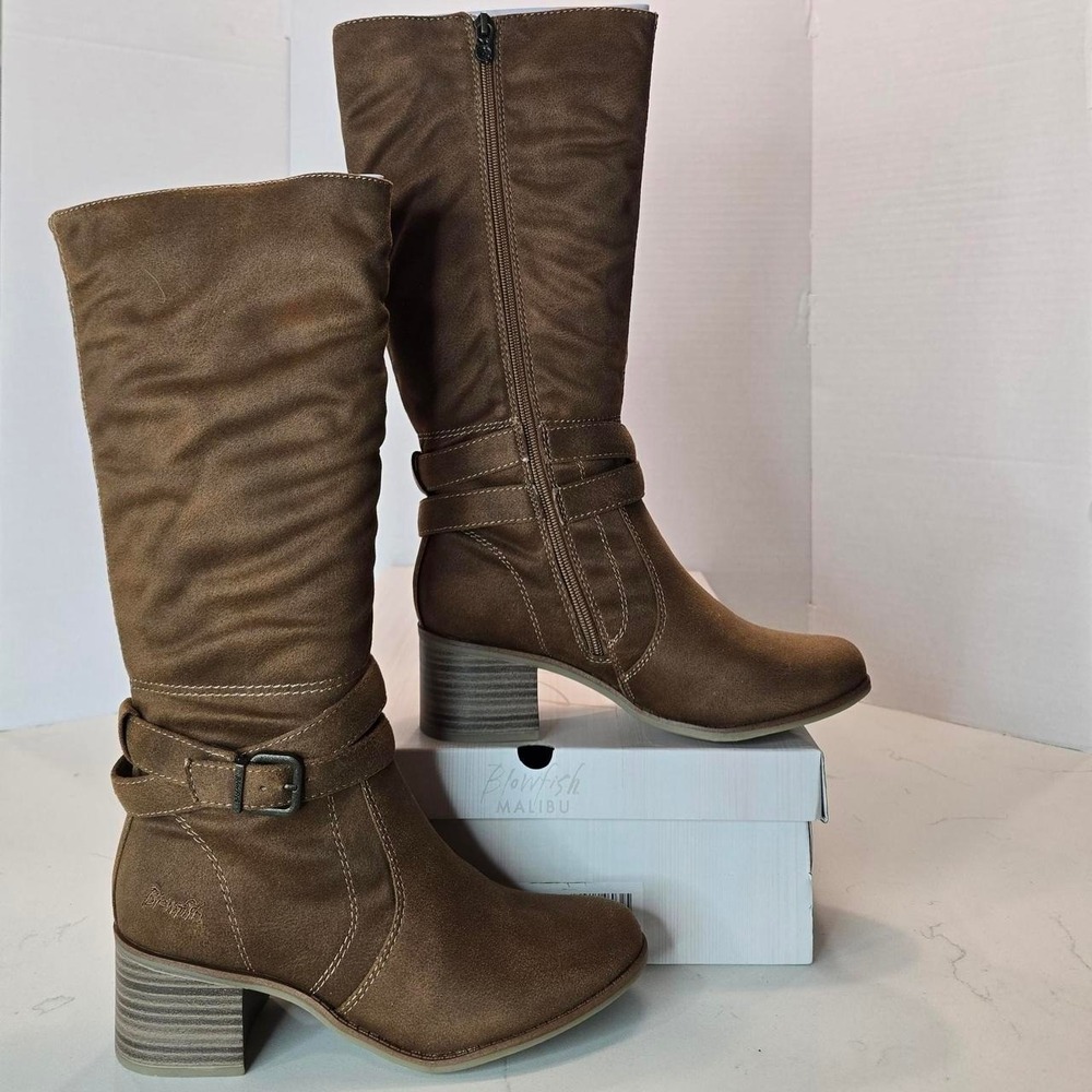 Blowfish Malibu women binda heeled boots color rust oiled vegan suede - 8.5 US